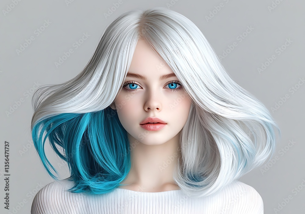Icy blue elegance a high fashion beauty portrait in captivating close-up aesthetics Icy blue elegance a high fashion beauty portrait in captivating close-up aesthetics