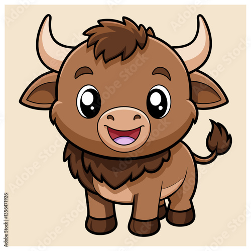 Adorable Baby Bison Cartoon for Kids and Wildlife Lovers