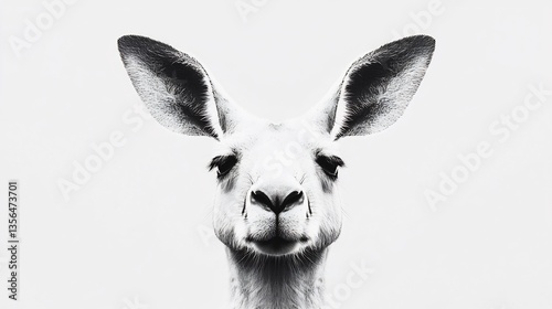 Monochromatic Kangaroo Portrait: A Striking Black and White Image of a Kangaroo