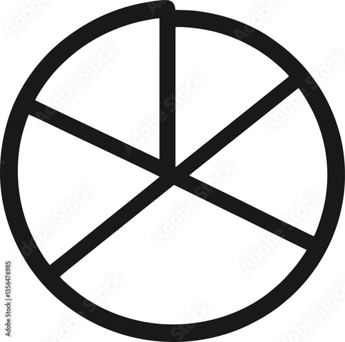 pie chart with five slices, suitable for business presentations, data analysis reports, financial infographics, and statistical visualizations.