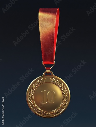 gold medal with ribbon photo