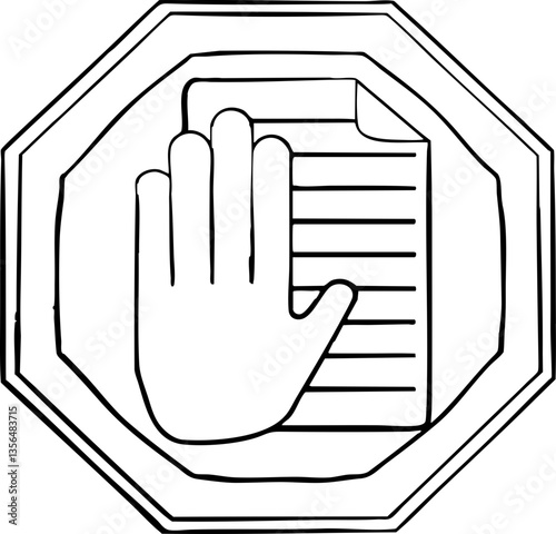 law restriction policy concept. Symbolic shield featuring an open book and scales of justice.
