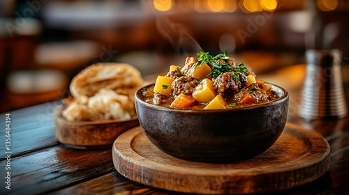 bowl of warm vegetable soup with rustic flavor