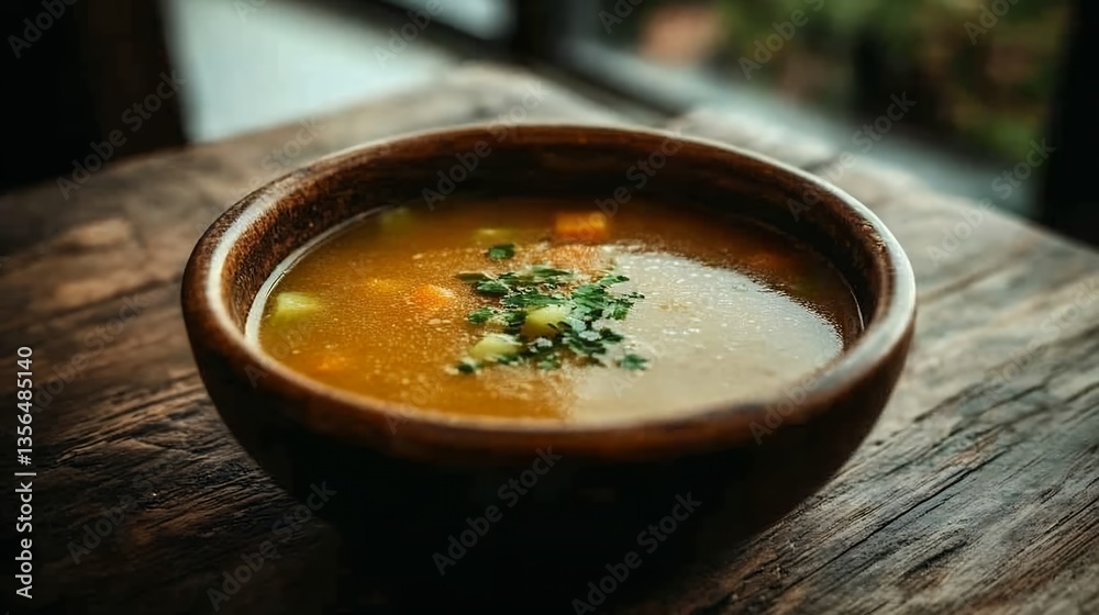 hearty bowl of vegetable soup with garnish hearty bowl of vegetable soup with garnish