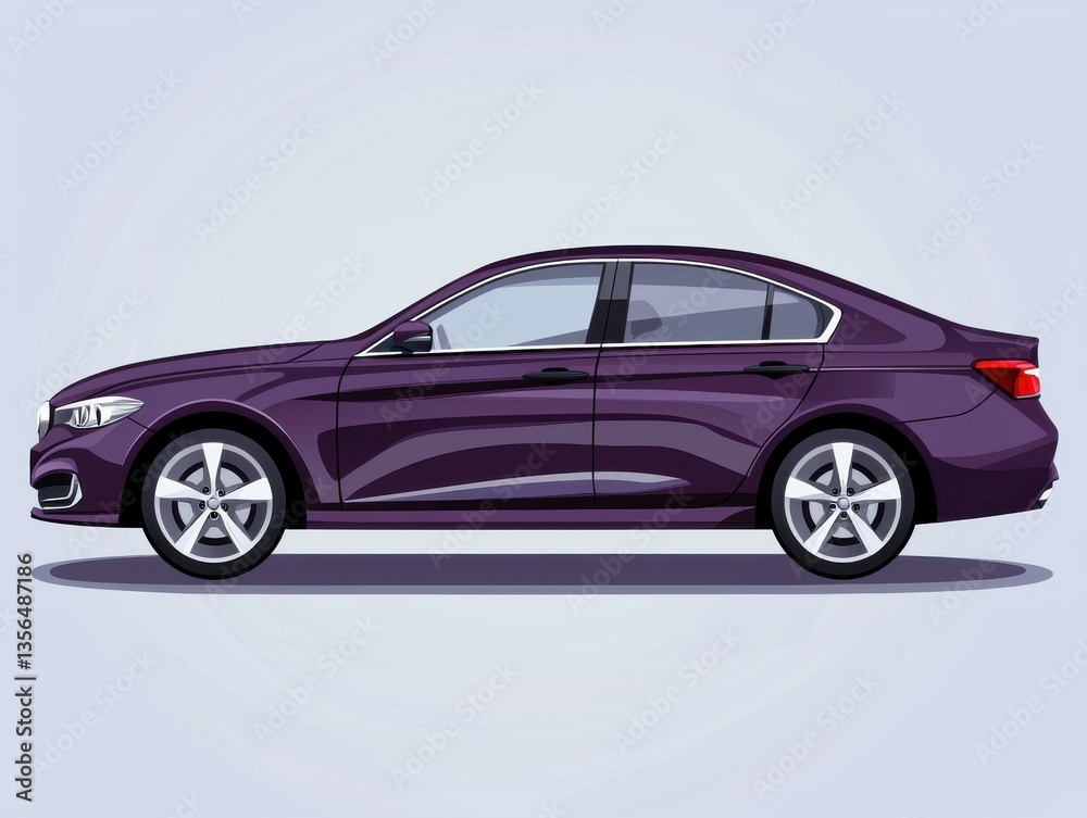 Fototapeta premium Sleek Purple Sedan with Modern Design on Minimalist Background for Automotive Concept and Promotion
