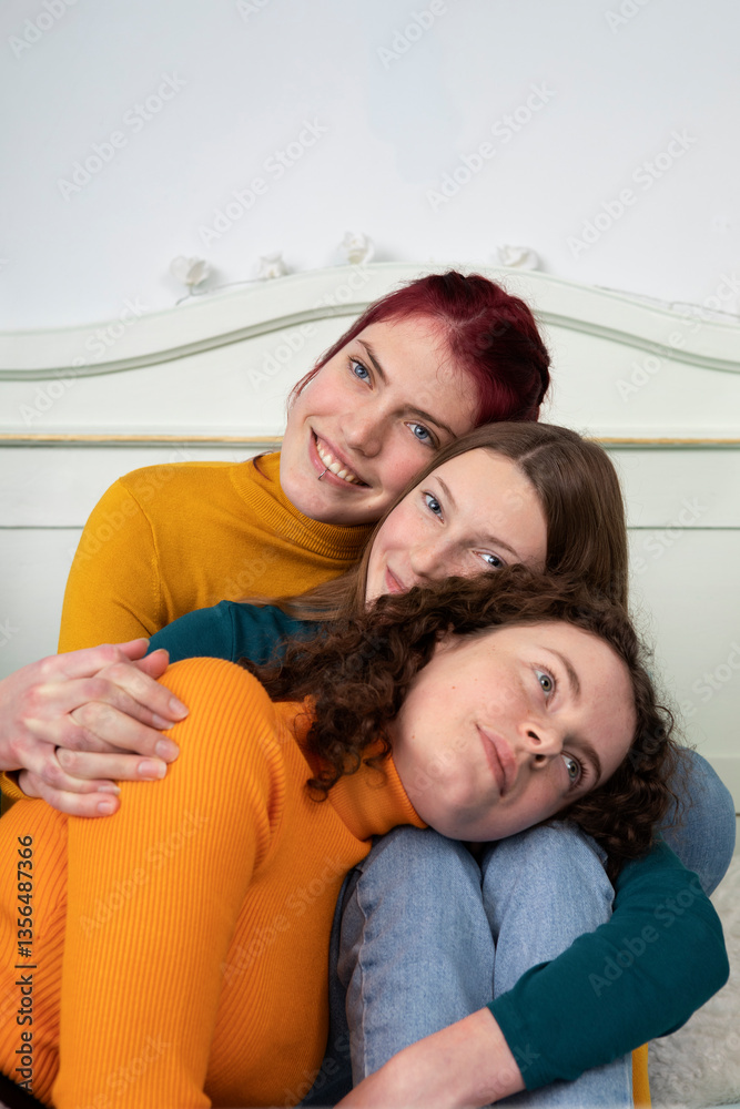 Portrait of three happy sisters Portrait of three happy sisters