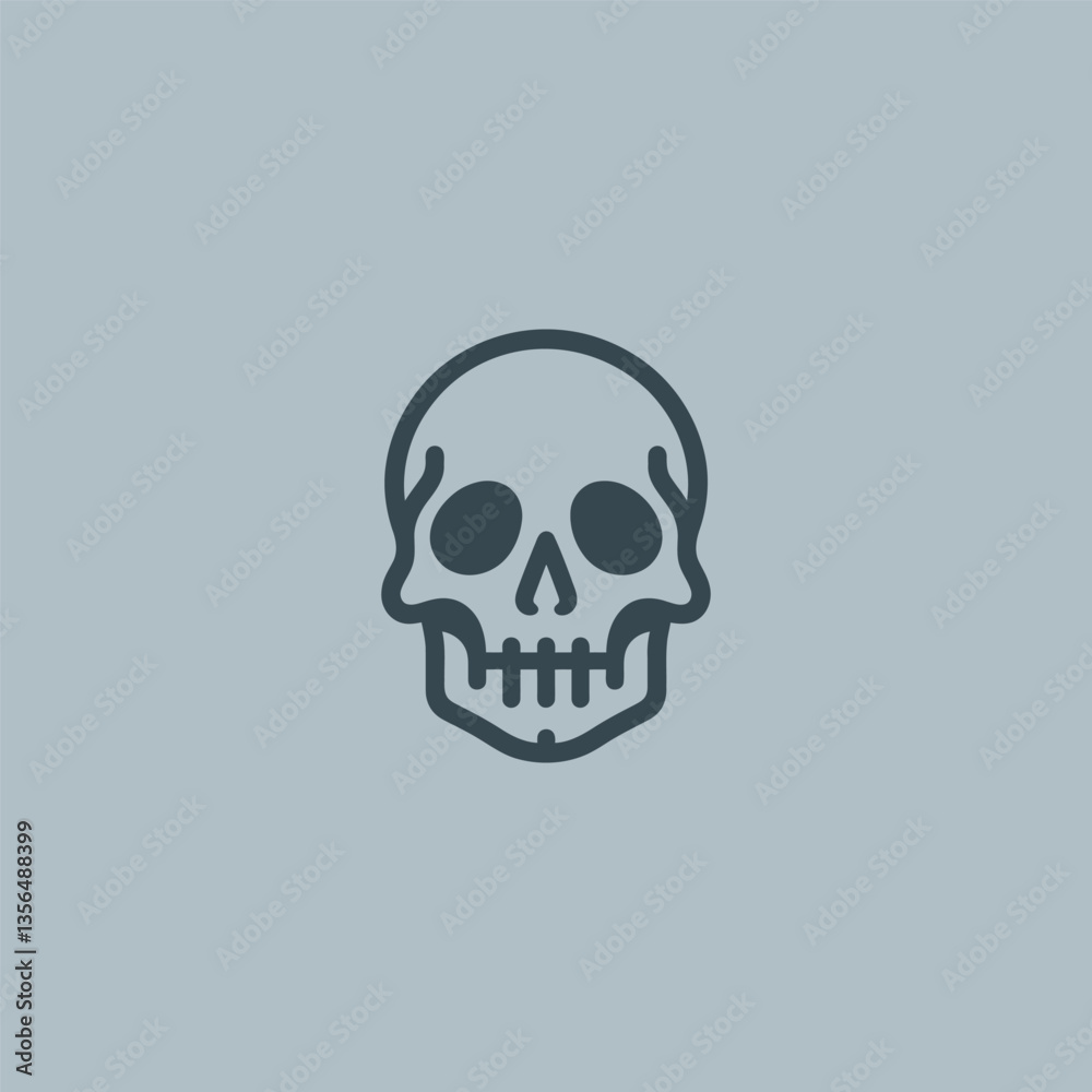 Fototapeta premium Skull Head Line Art Logo – A bold skull in line art, representing mystery and strength.