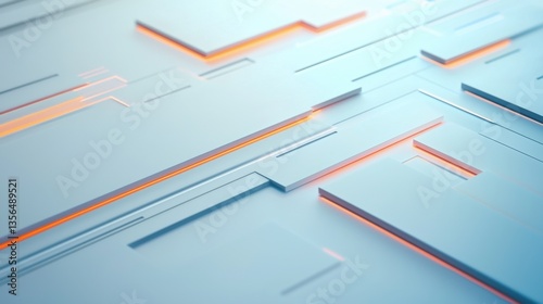Abstract futuristic background with geometric shapes and glowing lines in soft pastel colors for modern design projects and technology concepts