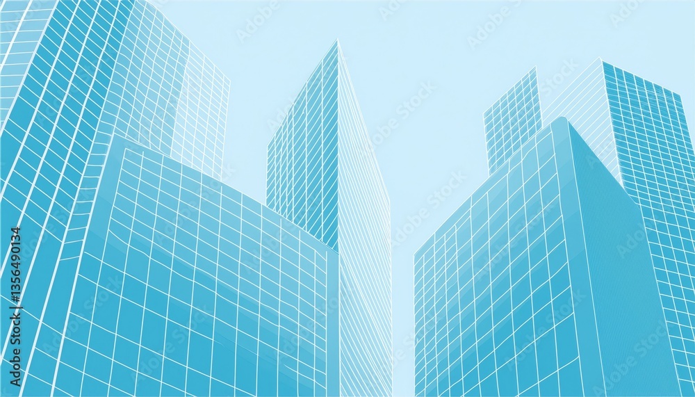 Office building abstraction in vibrant hues, simple geometric vector look Office building abstraction in vibrant hues, simple geometric vector look
