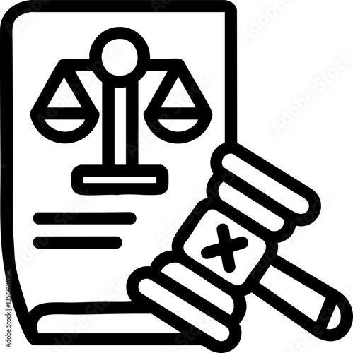 law restriction policy concept. Legal document with scales and gavel illustration.