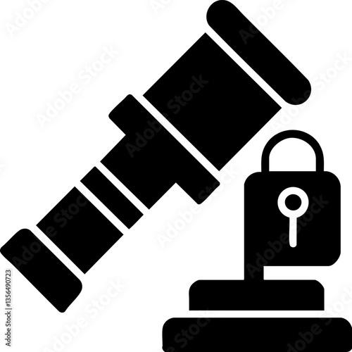 law restriction policy concept. Justice symbol with a gavel and lock illustration.