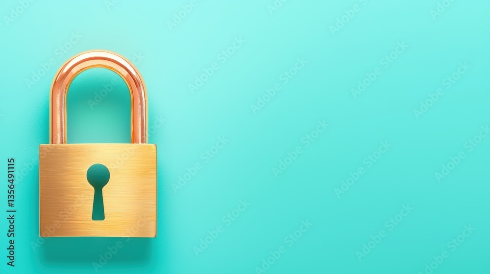 A golden padlock against a turquoise background symbolizes security and protection, emphasizing the importance of safeguarding personal information , Identity Theft Prevention. A golden padlock against a turquoise background symbolizes security and protection, emphasizing the importance of safeguarding personal information , Identity Theft Prevention.