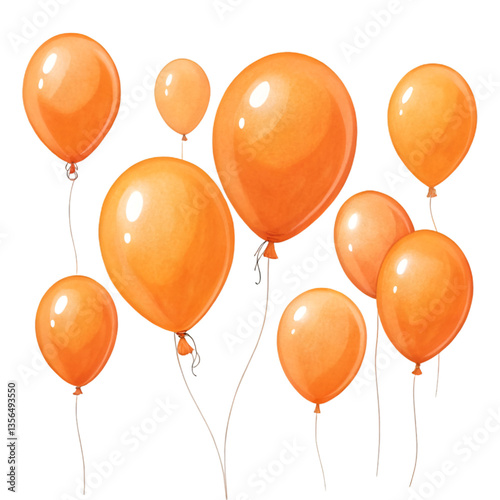 Orange balloons with on white background Vector