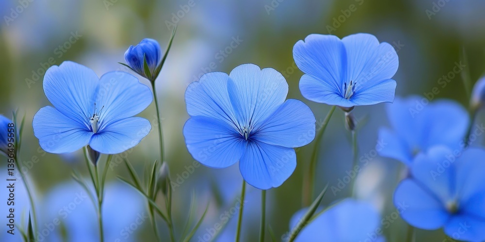 Captivating blue flax flowers in bloom, a serene display of natural beauty Captivating blue flax flowers in bloom, a serene display of natural beauty