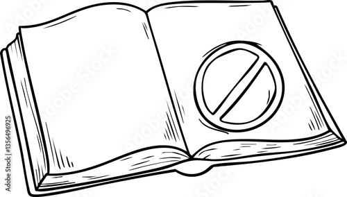 law restriction policy concept. Open book with a prohibited symbol overlay.