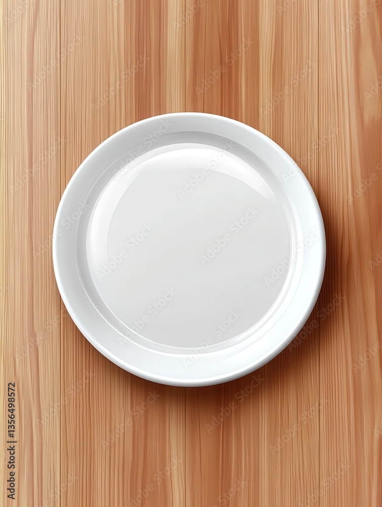 empty melamine plate centered on wood table wide background empty melamine plate centered on wood table wide background