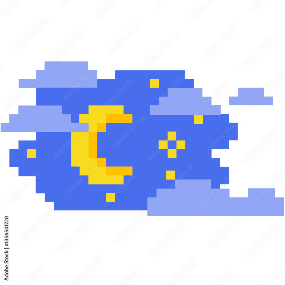 Obraz premium Night vector pixel game scene