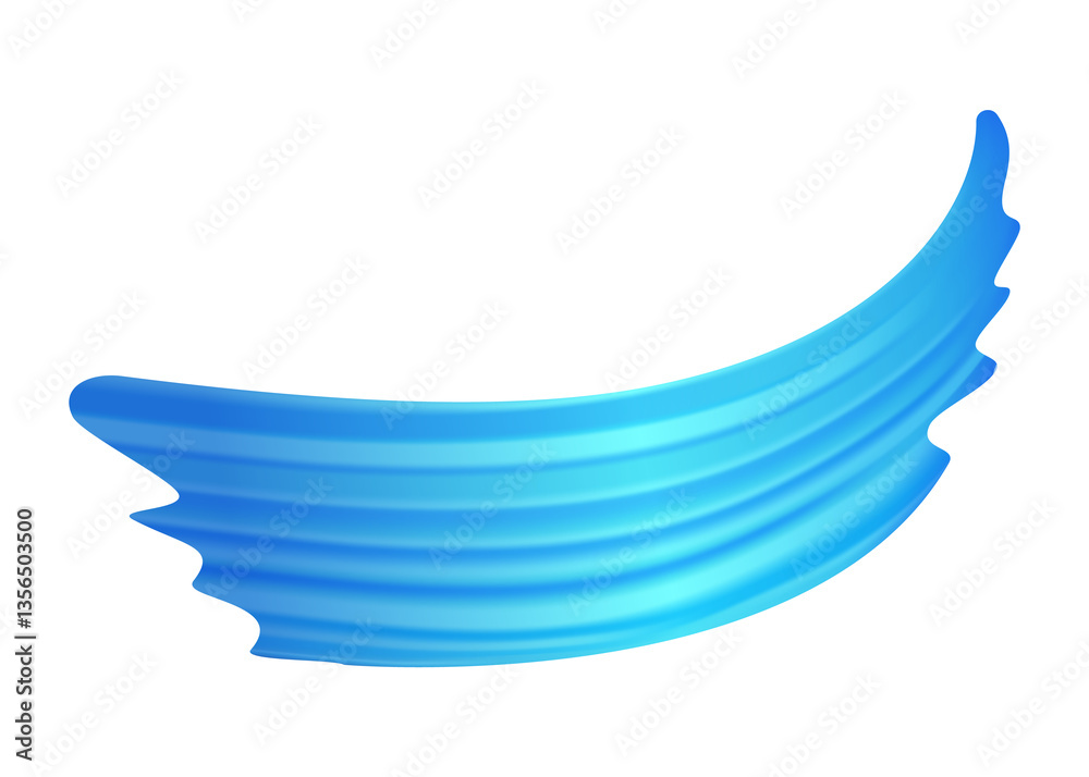 Brushstroke multicolor gradient texture. Brush ribbon isolated on white. Design element of wavy curly brush paint stroke. Watercolor trace or abstract colorful smear cartoon illustration