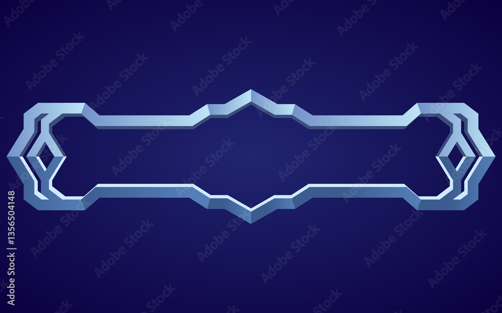 Frame medieval game ui. Empty rectangle frame in old style, interface element. Metallic banner or decorative border. cartoon of blank rectangle button
