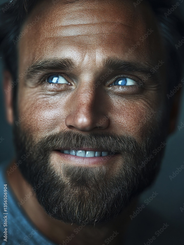 Obraz premium Smiling man with a beard and blue eyes