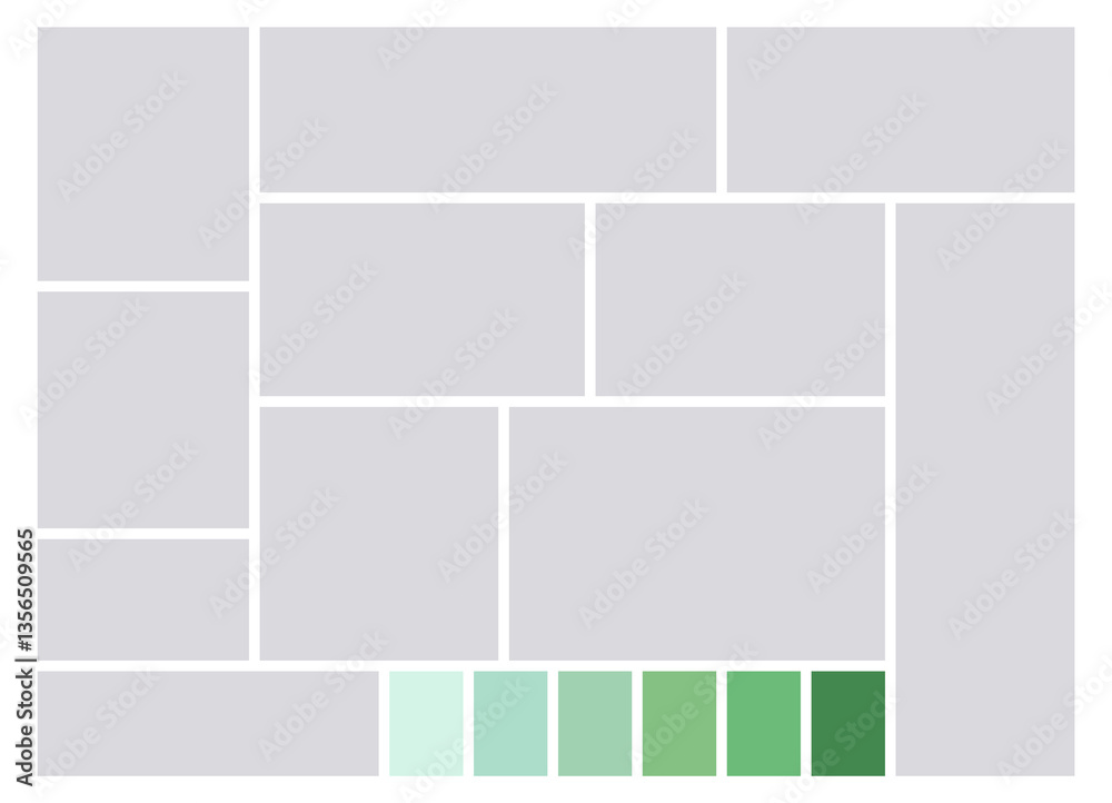 Photo collage template. Album brand board, set portfolio images. Mood board background. Mosaic picture frame. Gallery banner. illustration