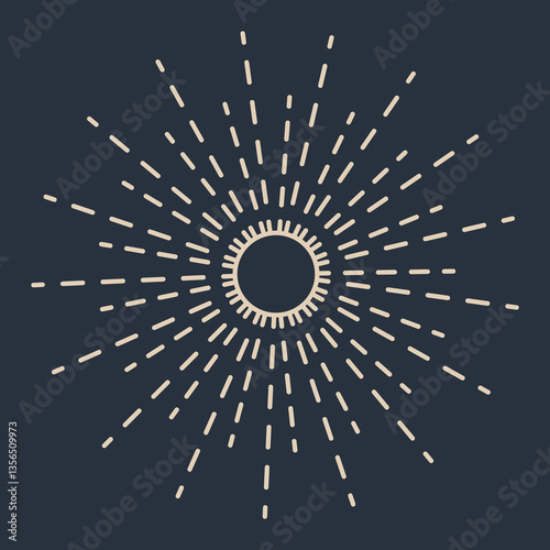 Obraz na płótnie Sunburst firework explosion. Retro hand drawn sparkle. Bursting or light rays, linear drawing. trendy hand drawn retro isolated design element w salonie