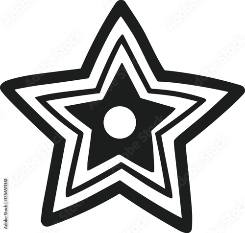 Star Piñata Silhouette Vector – Decorative Five-Pointed Star with Concentric Layers