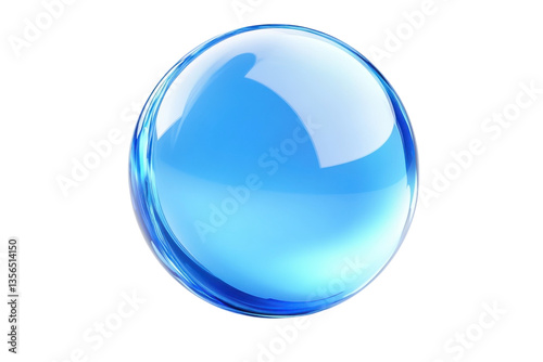 A Serene, Luminous Blue Orb, Radiating Tranquil Energy And Inner Peace, With A Smooth Glassy Surface Reflecting Light Isolated on Transparent Background