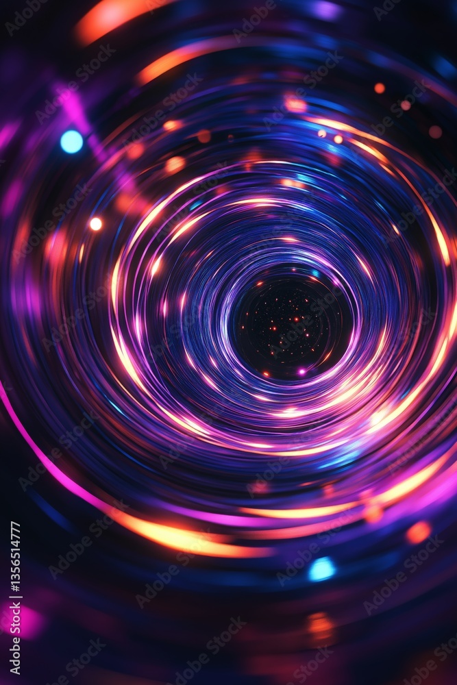 Obraz premium Abstract Pulsar Waves with Concentric Circles of Light