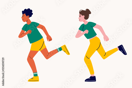 Man and woman running. Healthy lifestyle concept.