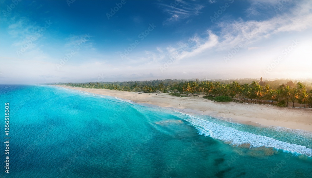 Obraz premium The beach is a canvas of nature's beauty.