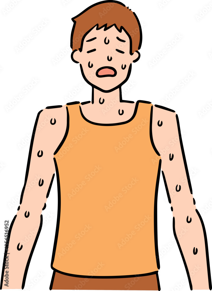 Fototapeta premium Illustration of man in hot weather 