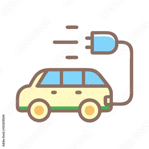 Electric car charging in a modern, colorful style  