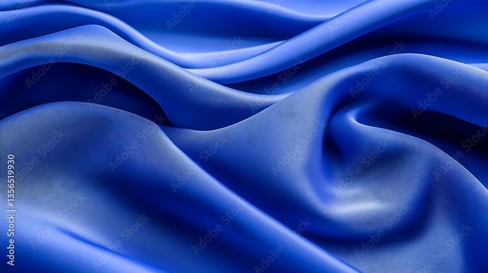 Fototapeta premium Blue fabric silk waves texture.