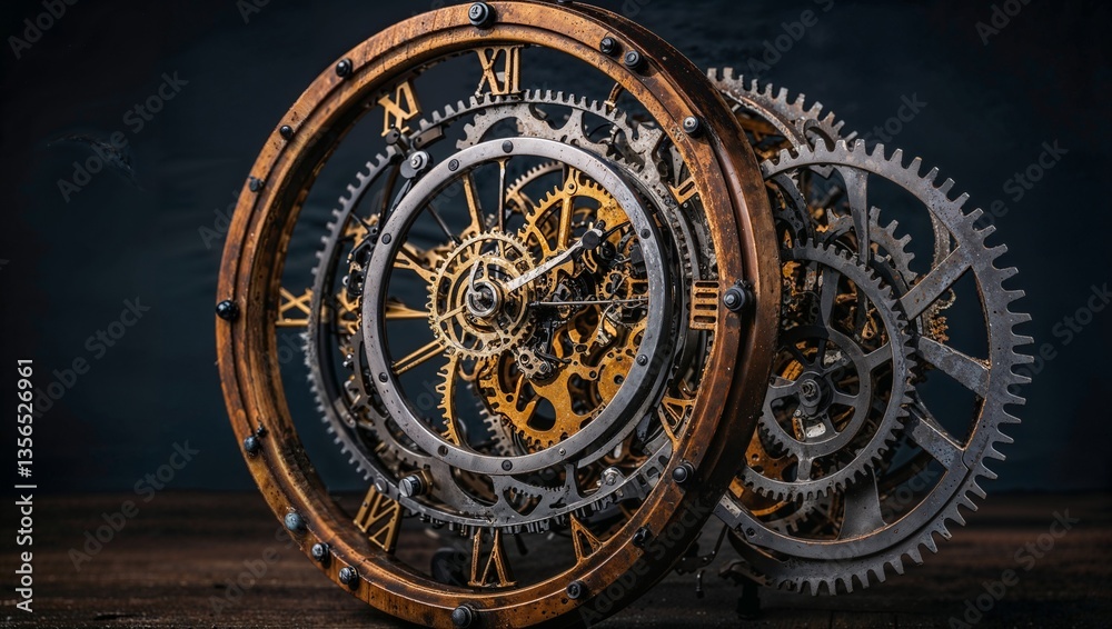 Fototapeta premium Steampunk Mechanical Gears and Vintage Clockwork System