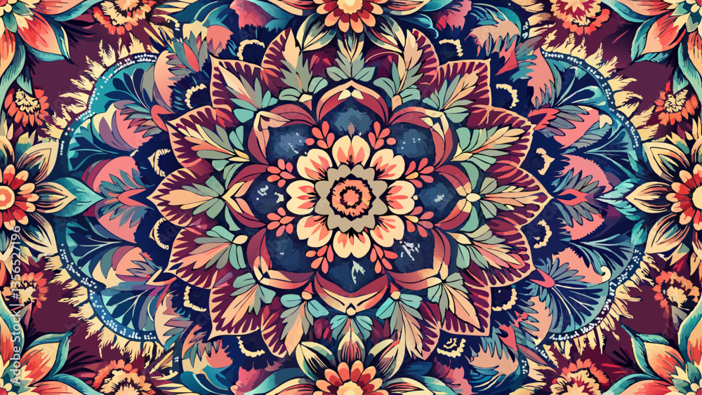 Boho Flower Pixel art style Fabric Boho Flower Pixel art style Fabric