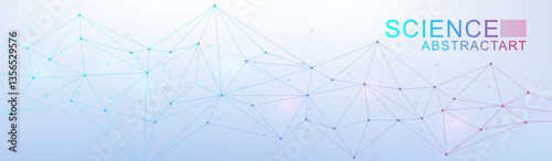 Global network connection website header or banner design. Abstract background with connecting dots and lines. Global business. Social network communication. Internet technology. Vector illustration