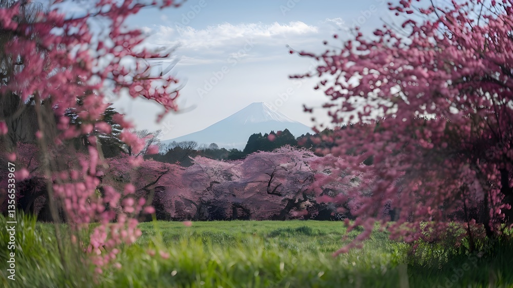 Beautiful cherry blossom sakura japan landscape nature mountain scenic spring flower travel fuji tree view Beautiful cherry blossom sakura japan landscape nature mountain scenic spring flower travel fuji tree view