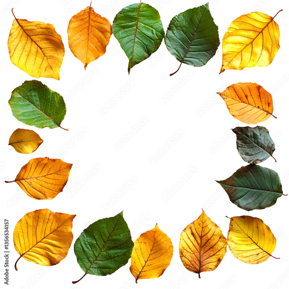 Obraz premium Autumn leaves frame black background nature foliage fall colors,