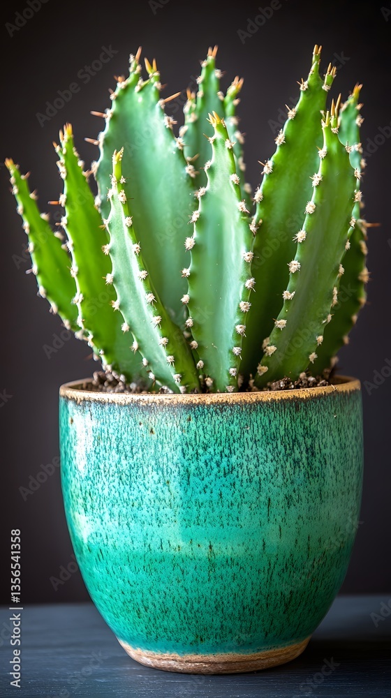 Stunning Green Cactus in Teal Pot Midjourney AI Art Stunning Green Cactus in Teal Pot Midjourney AI Art