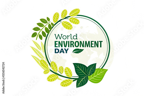 World Environment Day Logo with Green Leaves and Circular Design