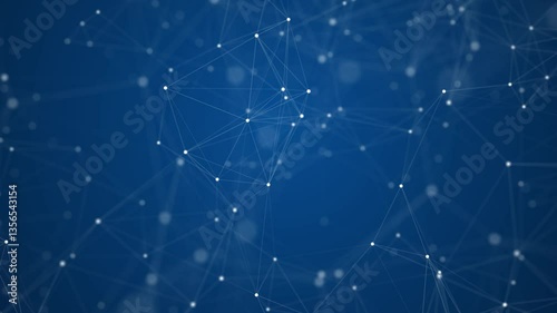 Abstract network animation on blue background.  Animation of lines and dots connecting network concept. network lines structure. 4k