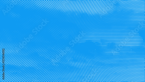 Color halftone texture of blue sky with clouds. Abstract cloud pattern vector dotted pixel texture background with copy space.