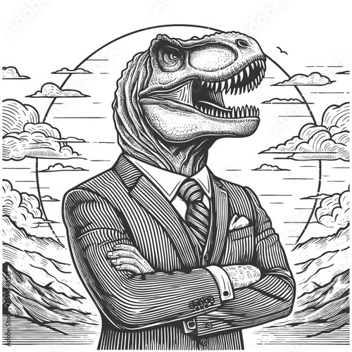 T-Rex Businessman boss in Suit vector illustration