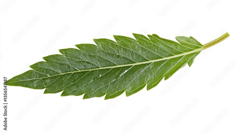 Obraz premium Single hemp leaf, vibrant green