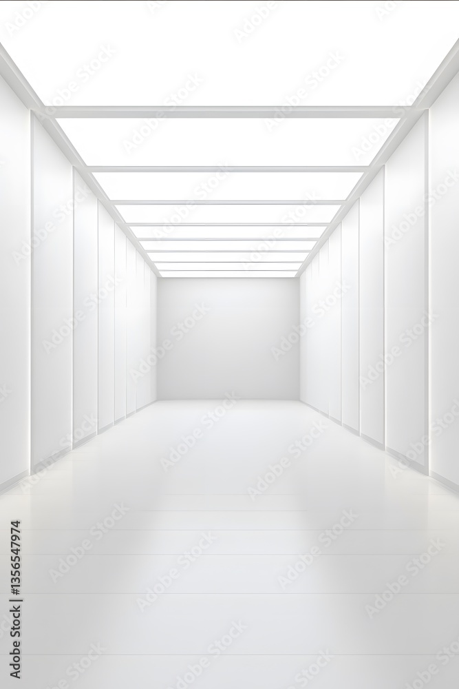 Obraz premium Modern Minimalist White Corridor Interior Design