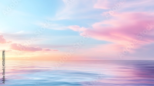 Serene sunset reflection ocean coast digital art calm waters panoramic view tranquility