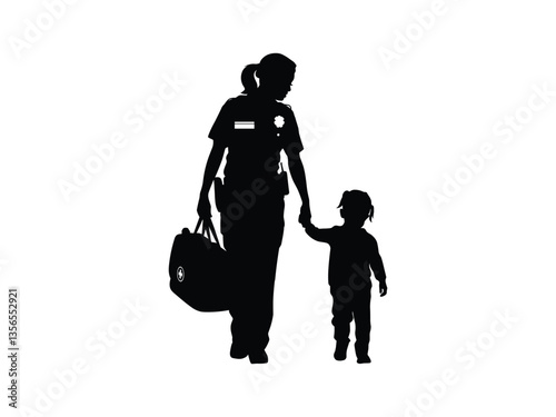 Paramedic Mom Silhouette Mothers Day Heroine Art