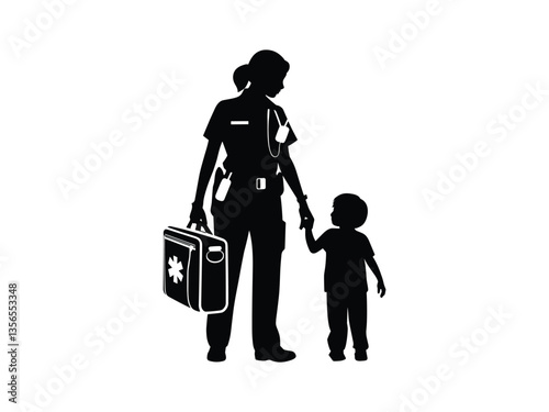 Paramedic Mom Silhouette Mothers Day Heroine Art