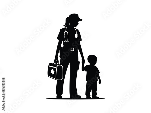Paramedic Mom Silhouette Mothers Day Heroine Art